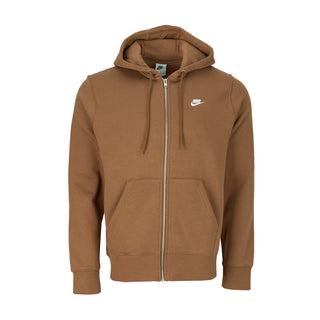 Men's zip-up hooded sweatshirt in Ale Brown with front pockets and drawstring hood
