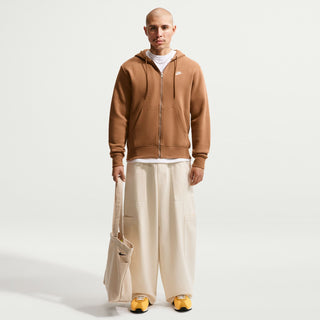 Men's Ale Brown full-zip hooded fleece sweatshirt with front pockets and Nike logo