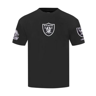 Men's black Las Vegas Raiders wave T-shirt with small front Raiders shield logo
