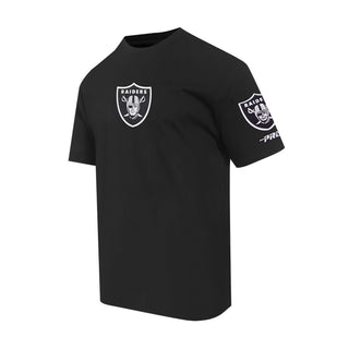 Men's black Raiders wave T-shirt with front shield logo and short-sleeve side graphic