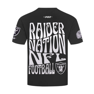 Men's black Raiders wave T-shirt with large back Raiders Nation football graphic