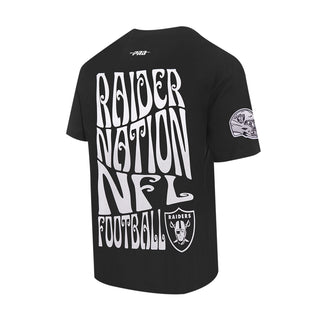 Men's black Raiders wave T-shirt with large back graphic and Raiders side shield