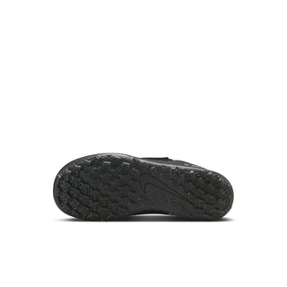 Kids soccer cleat outsole, black rubber tread with textured grip pattern