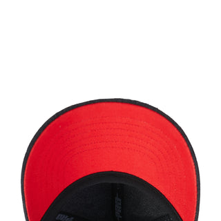 Red interior of strapback cap with black inner brim and PRO label