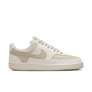 Women's cream low-top sneakers with beige Swoosh and lace-up design