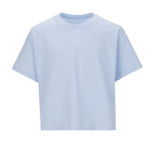 Youth boxy T-shirt in light blue with Nike swoosh, crew neck, short sleeves