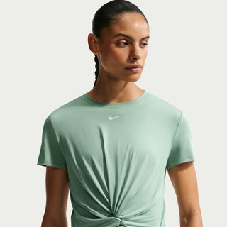Women’s mint green twist-front performance tee with Nike logo on upper chest