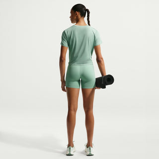 Women’s mint green tee back view, smooth crew neckline