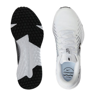 Women's running shoe outsole with black traction tread and white rubber forefoot