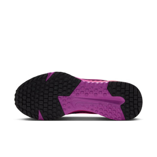 Women's pink and purple running shoe outsole with black traction tread