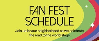 Promotional graphic for a 'Fan Fest Schedule' event with colorful design elements.