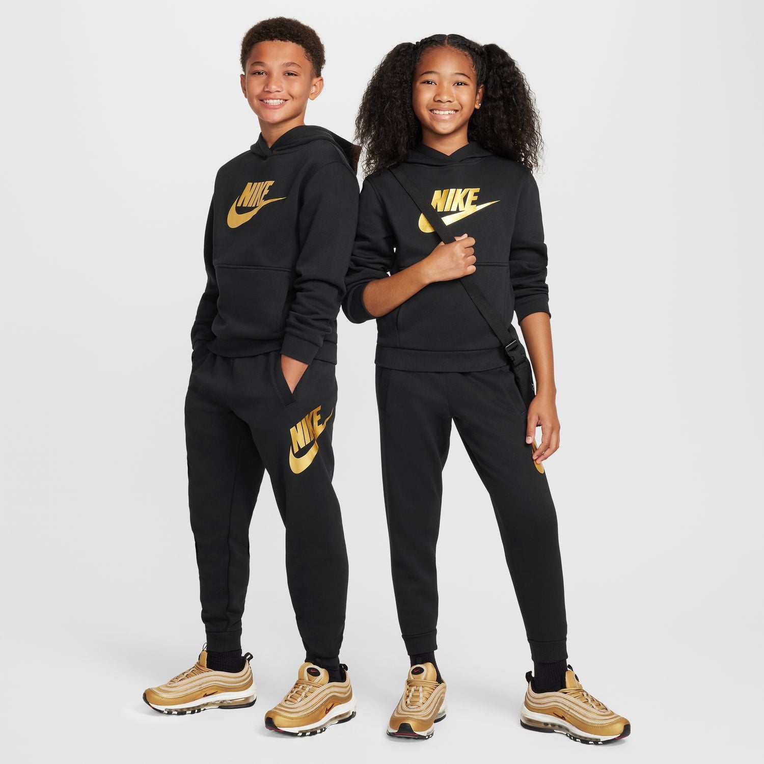 Nike Club Fleece Jogger | Kids | Black/Metallic Gold | ShopWSS