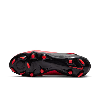 Men's FG soccer cleat outsole view with black studs and red traction accents