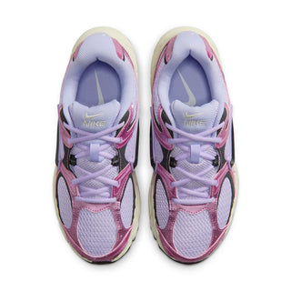 Women’s lace-up running shoes showing padded light purple tongue and Nike Swoosh accents