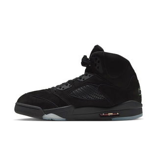Black suede high-top sneakers with lace-up closure and perforated side panels
