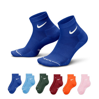 Royal blue quarter crew socks, two-pack with white swoosh logo