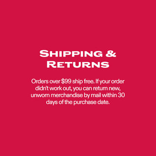 Red banner announcing Shipping & Returns