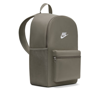 Nike Brasilia Heritage backpack side view with adjustable shoulder straps and front zip