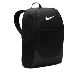 Black medium backpack side view with Nike logo and padded shoulder strap