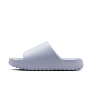 Women’s light gray slide sandals with thick ridged outsole and open toe
