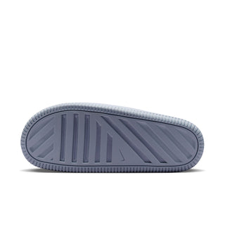 Light gray slide sandals outsole with patterned tread for traction
