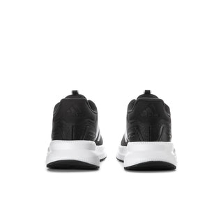 Men's adidas black knit sneakers with white midsole and rear pull-tab