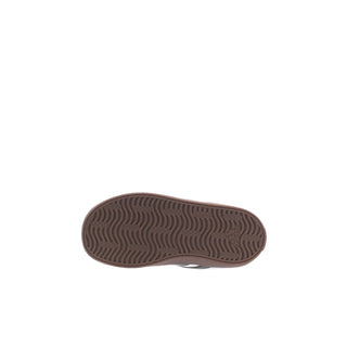 Toddler sneaker outsole with brown textured tread pattern.