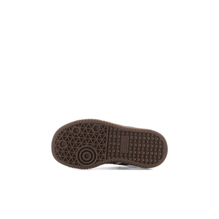 Toddler sneaker outsole with brown rubber traction pattern