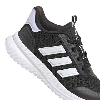 Black adidas youth knit sneakers with white 3-Stripes and lace-up front