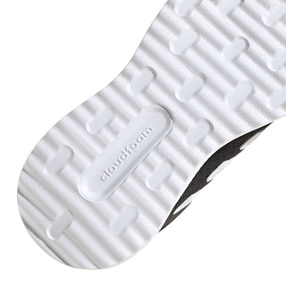White adidas outsole with raised tread and cloudfoam logo