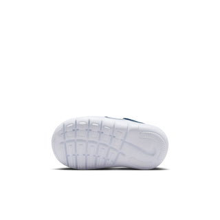 Toddler navy runner sneaker outsole with white rubber tread