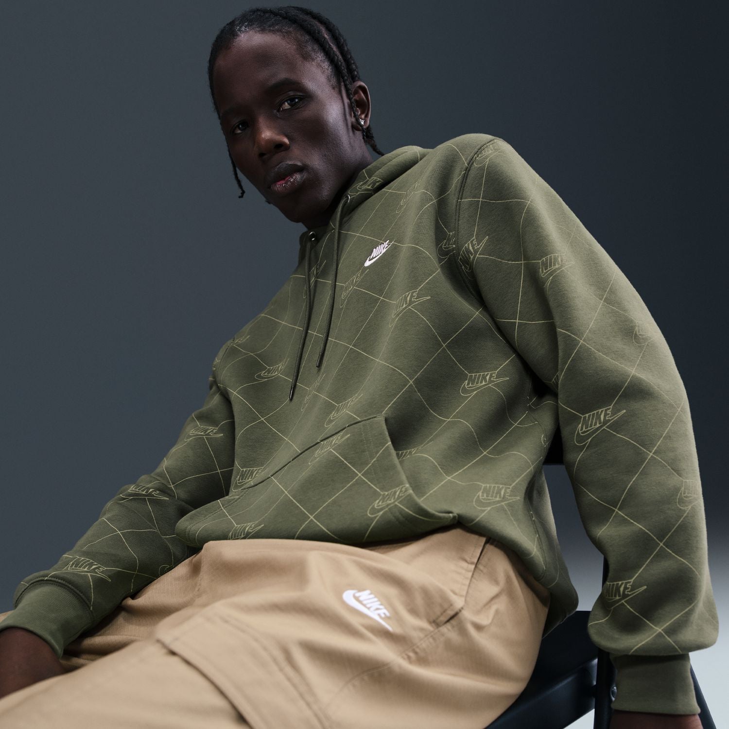 nike men's sportswear aop club hoodie