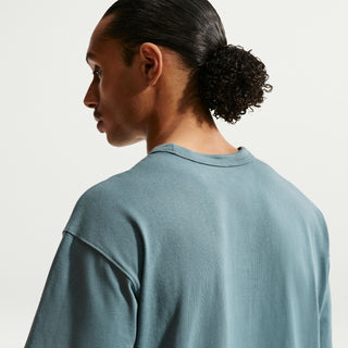 Men's Mineral slate crewneck T-shirt with Nike logo, back close-up