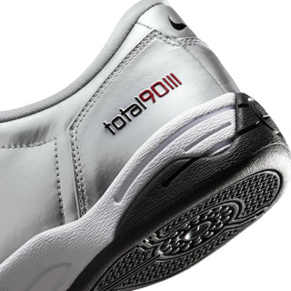 Silver sneaker upper with 'total90III' text and black midsole tread detail.