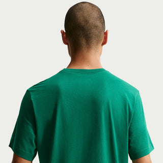 Men's malachite green sport tee, back view; no graphic, plain crew neck.