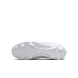 Youth soccer cleats, outsole view, white FG/MG rubber studs
