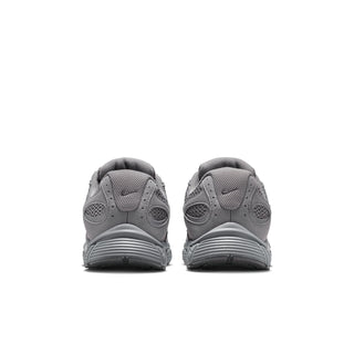 Youth sneakers in dark gray from rear view with cushioned heel and pull tab