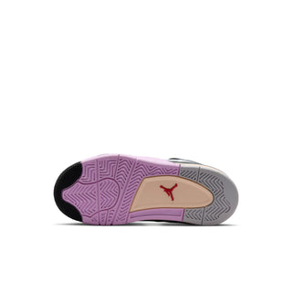 Kids sneaker outsole, purple traction pattern with tan midfoot insert and pink edge