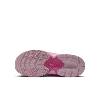Youth sneakers outsole view in light pink with patterned rubber tread