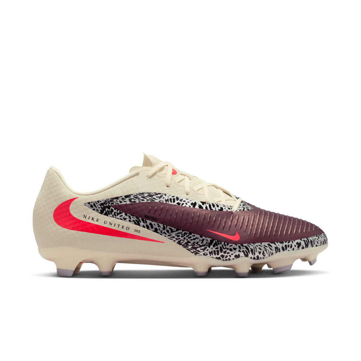 Nike men’s Maroon, Cream & Silver Soccer Cleats with Leopard Accent Nike Zoom Vapor 16 Academy NU3 Firm/Multi Ground Soccer  main image 3