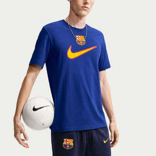 Men's FC Barcelona T-shirt with Nike swoosh and crest on chest, deep royal blue
