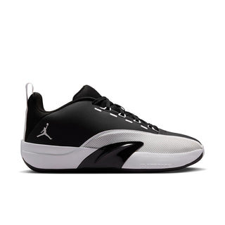 Men's black and white low-top athletic sneakers with lace-up closure and logo