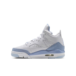 Son Of Mars youth high-top sneaker in white and pale blue, opposite side view