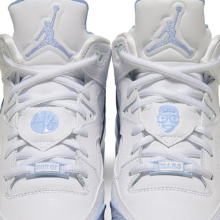 Close-up of Son Of Mars sneaker tongues with Jumpman logos and lace labels
