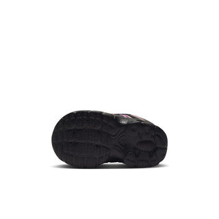 Black toddler sneakers outsole with traction tread and textured sidewall