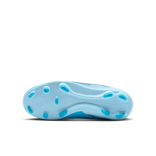 Youth soccer cleats outsole, light blue TPU plate with FG/MG round studs