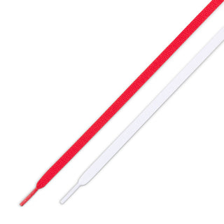 Red and white shoelaces pair for women’s sneakers