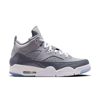 Cool grey and white men’s low-top lace-up sneakers with perforated panels and air sole