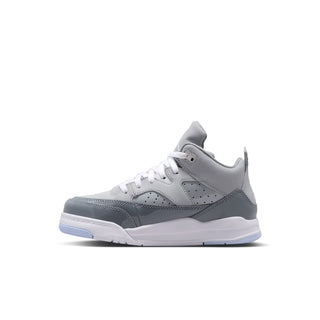 Kids' lace-up mid-top sneakers in cool grey and white with contrast toe panel