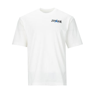 Men's white crew-neck T-shirt with short sleeves and Jordan logo on chest